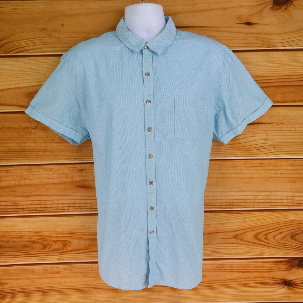 Marc Anthony Shirt Casual‎ Button Up Slim Fit Mens Size XXL Blue White Striped